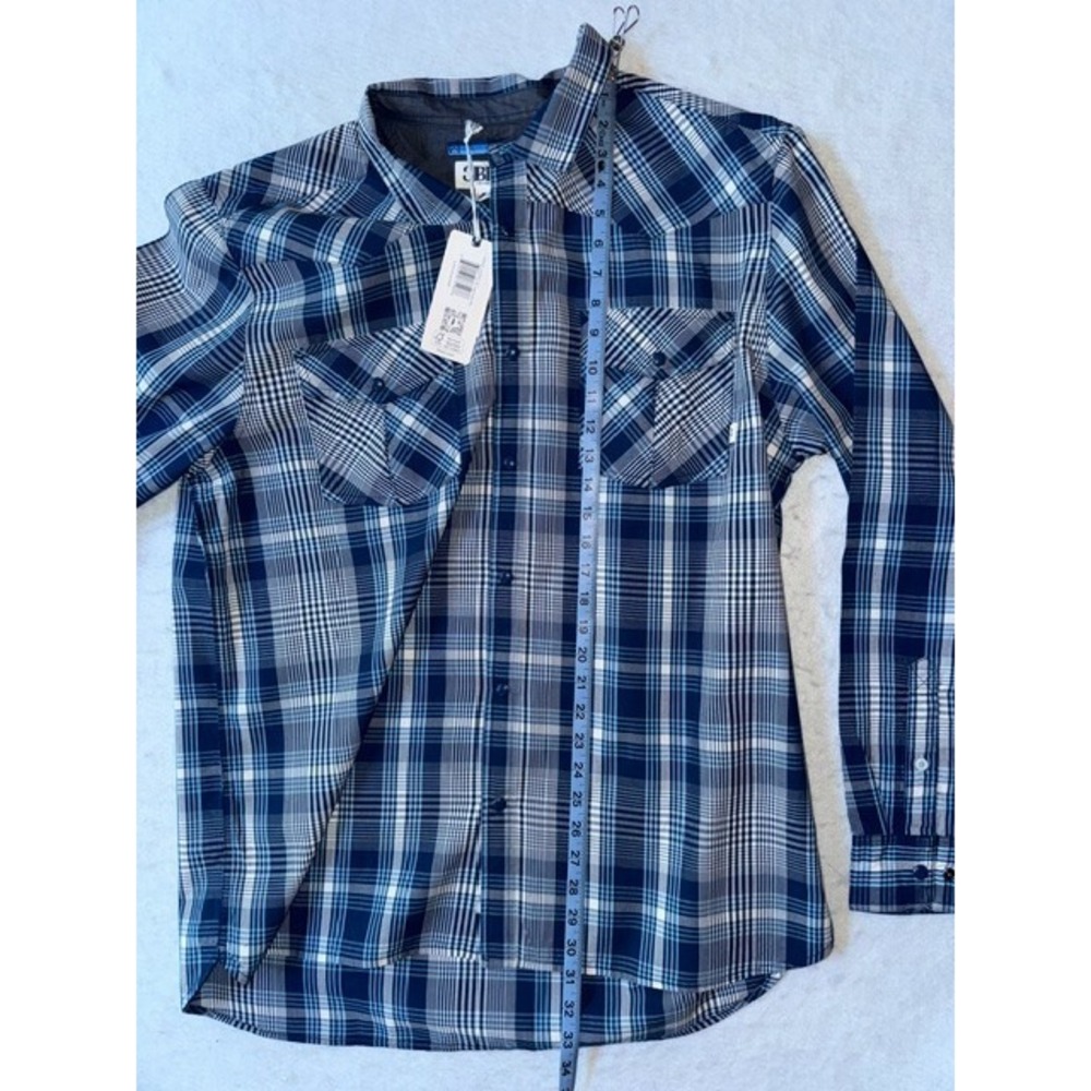 3BIRD Wyoming Mens XL Ranchester LS Plaid Long Sleeve Western Shirt Blue Snap - Picture 9 of 12